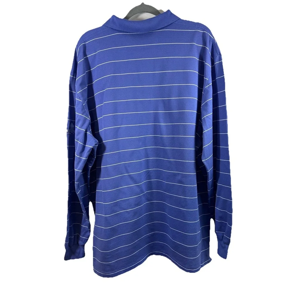 Polo Golf Ralph Lauren XXL Pima Cotton LS Shirt Hermitage C.G. Logo Blue Stipped